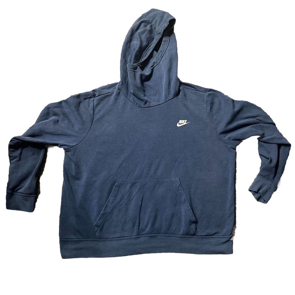 Nike Sweatshirt Women XL Blue Sportswear Club Fleece Pullover Funnel Neck Hoodie